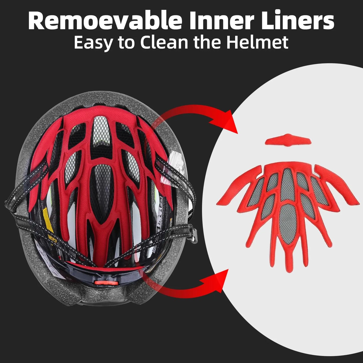 Male and female bicycle helmets with magnetic detachable safety glasses & adjustable LED light