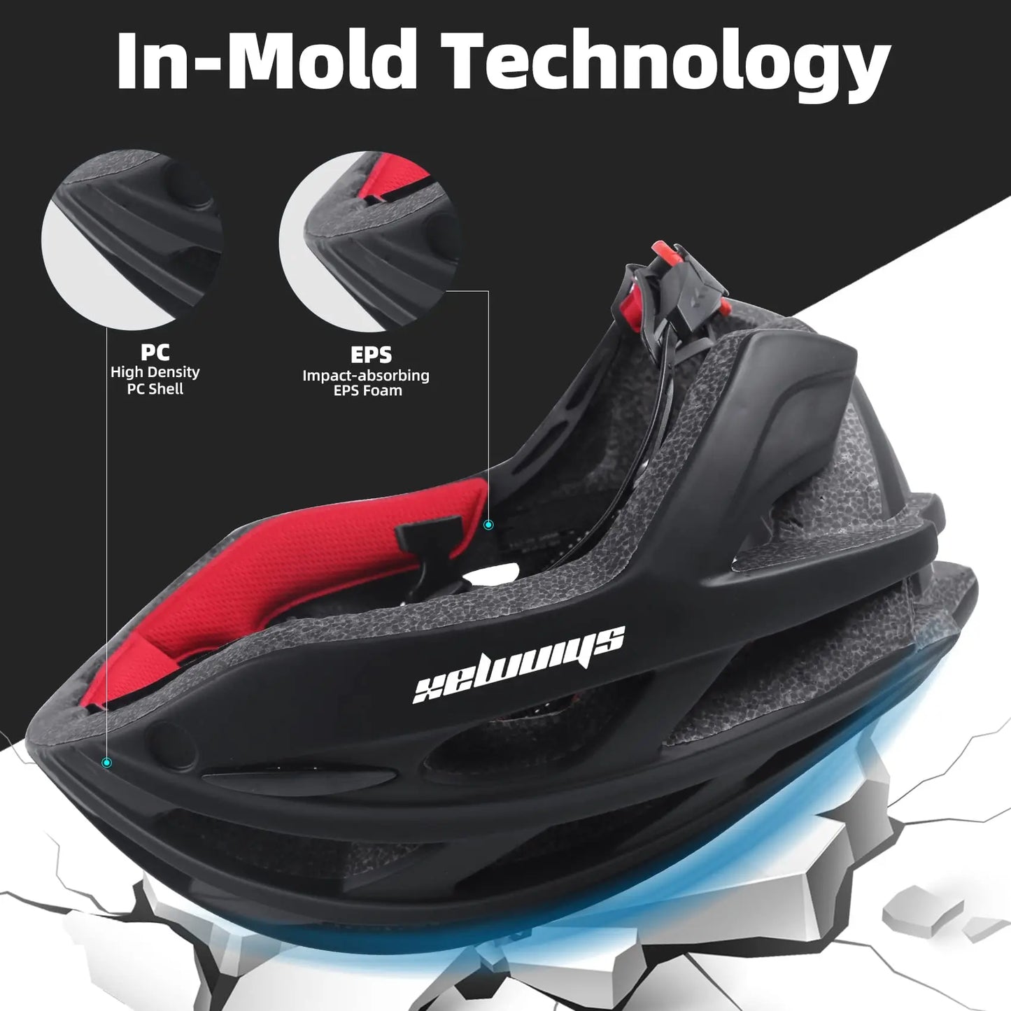 Male and female bicycle helmets with magnetic detachable safety glasses & adjustable LED light
