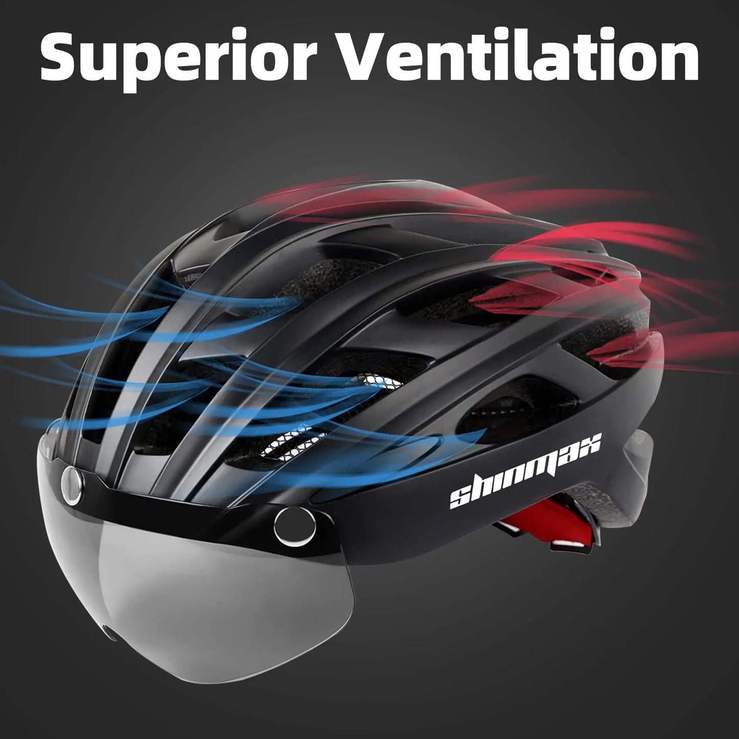 Male and female bicycle helmets with magnetic detachable safety glasses & adjustable LED light