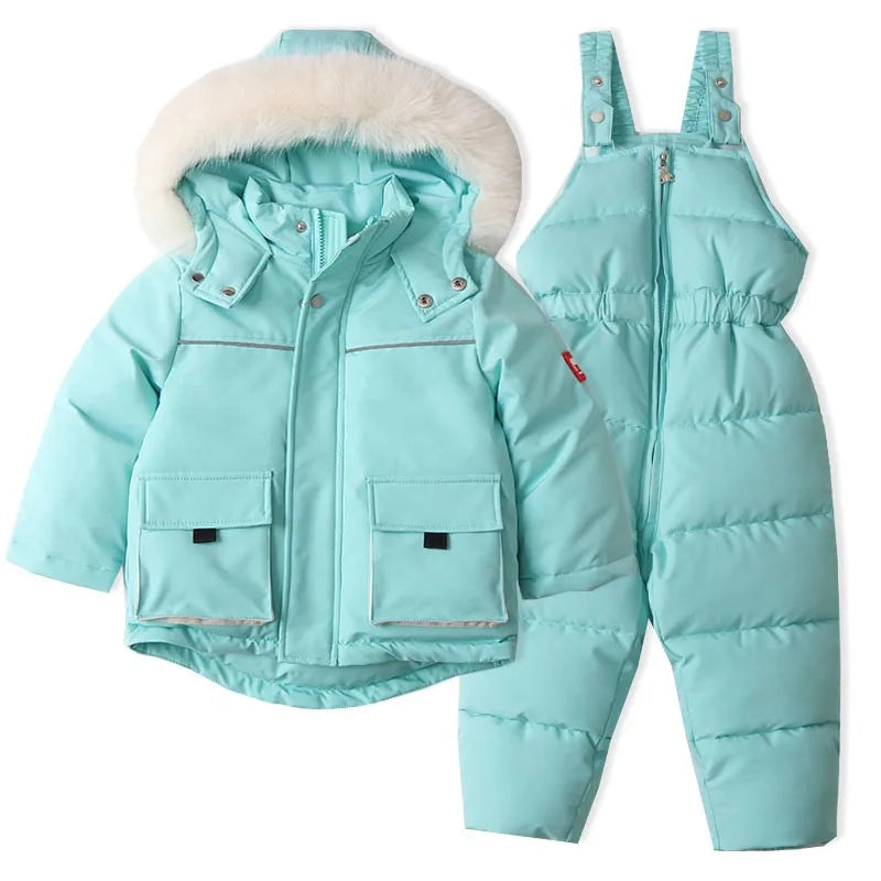 Children's Windproof & Waterproof Down Ski Jacket & Pants