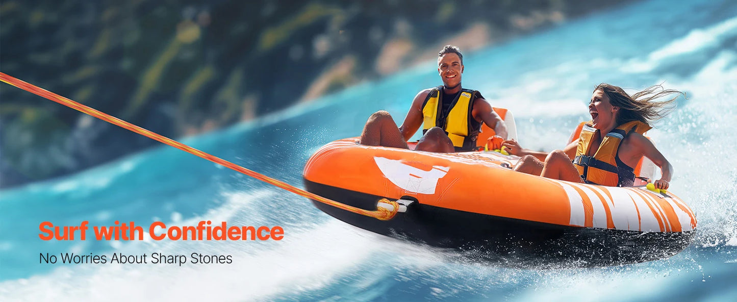 2 Person Inflatable Towable Boat Tube, Holds up to 340lbs with Tow rope
