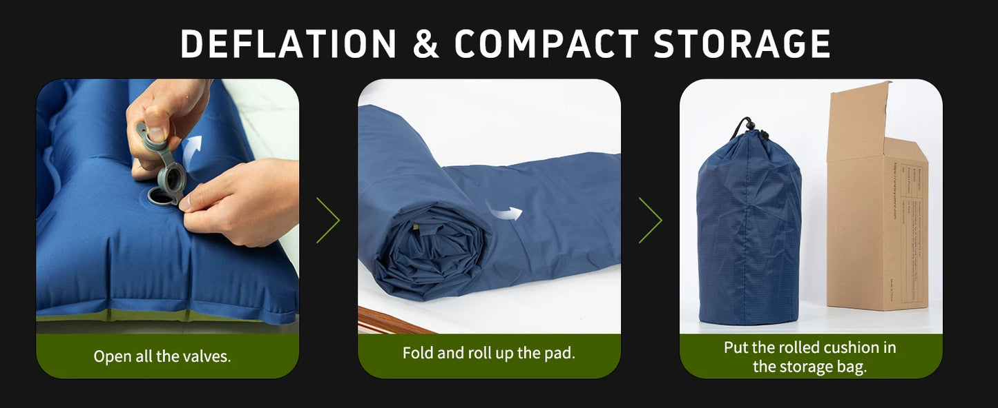 WESTTUNE Double 4" Thick Inflatable Camping Mattress Pad with Pillow & Built-in Foot Pump