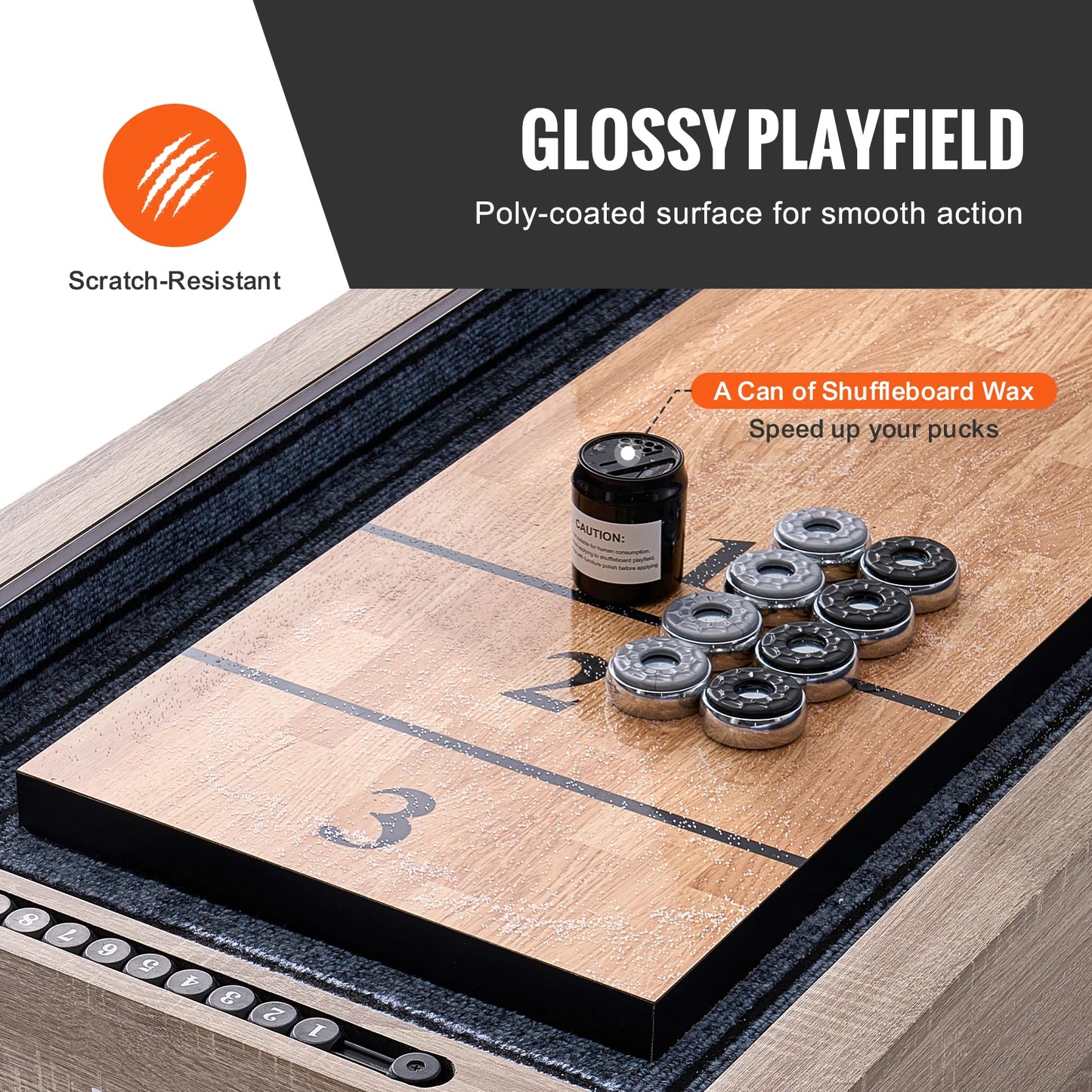 SucceBuy 9 ft LED Light 2-in-1 Shuffleboard and Bowling Combo Game Table
