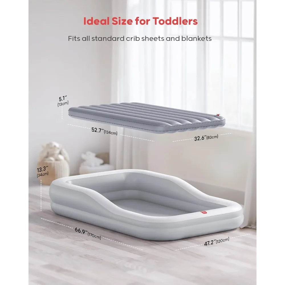 Inflatable, Portable Toddler/Kids Air Mattress Travel Bed with Safety Bumpers