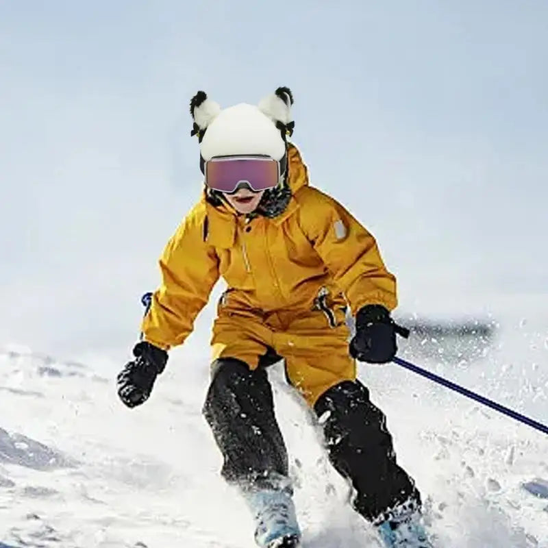Ski Helmet Cat Ears with Bells Elastic Protective Helmet Wrap for Kids & adults