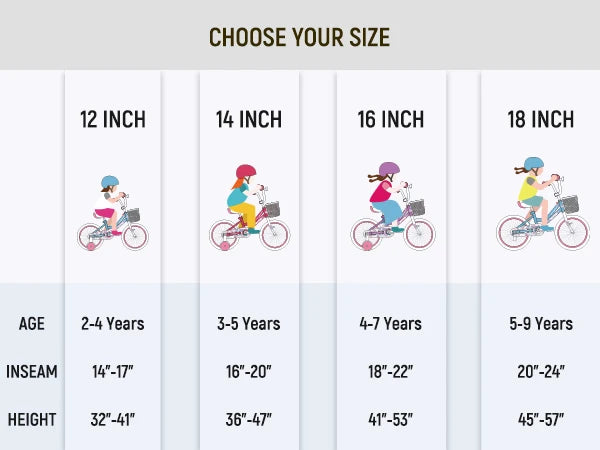 US Warehouse 12-18 In Colorful Girls Bike with Basket & Training Wheels