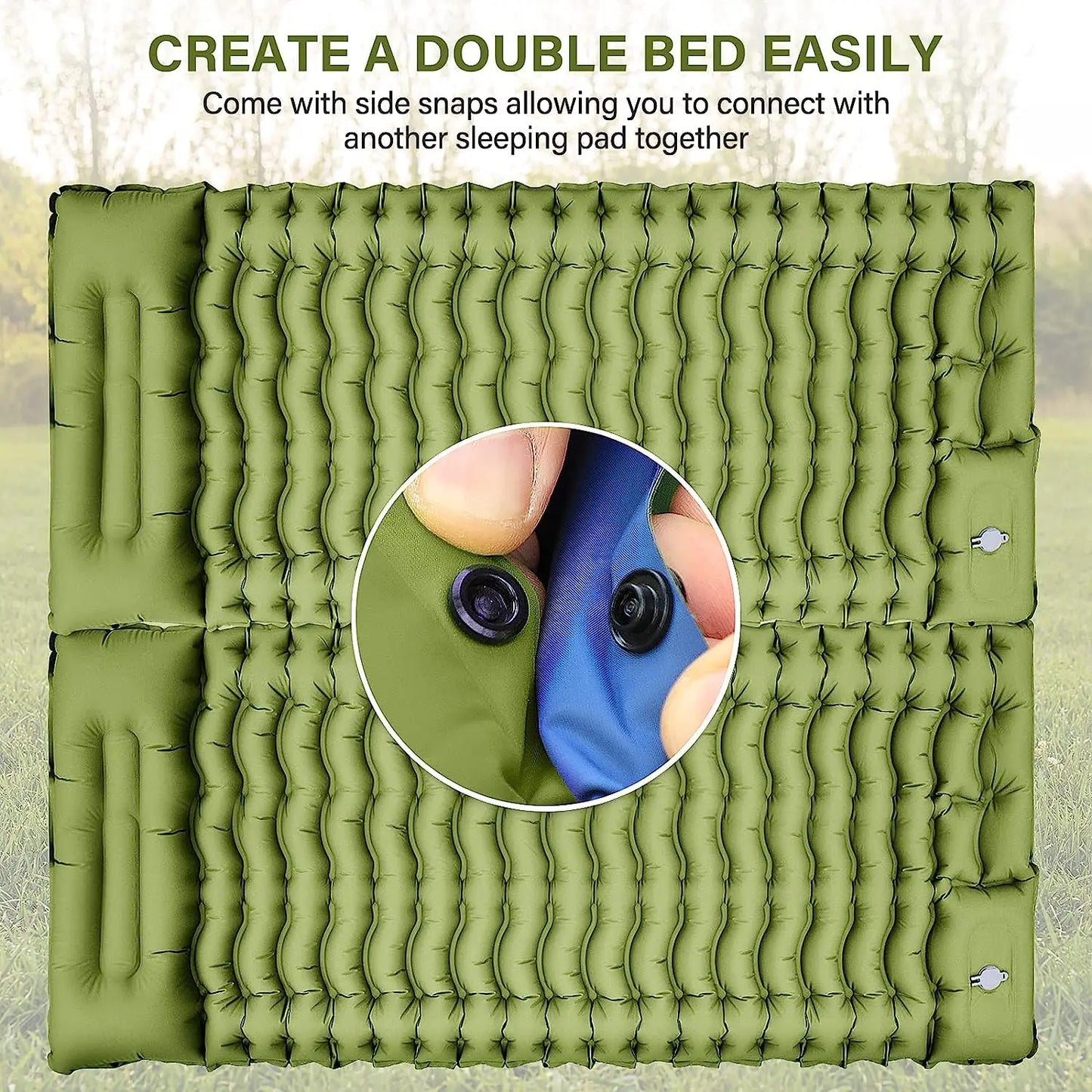 Super Thick 4-inch Inflatable Camping Sleeping Mat with Built-in Pillow and Pump