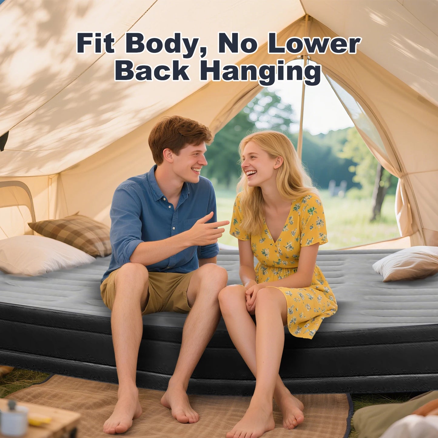 Soft Top Foldable, Inflatable, Thick, Antileak Air Mattress with Electric Air Pump