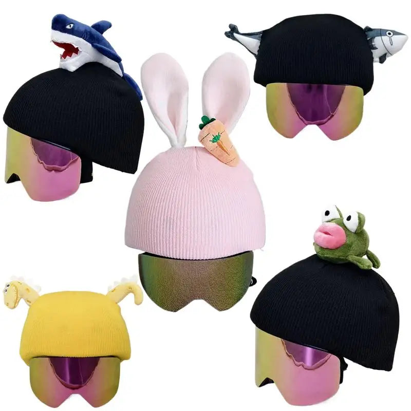 1pcs Kids Knitted Windproof Cartoon Helmet Protection Headgear Cover for Skiing & Snowboarding