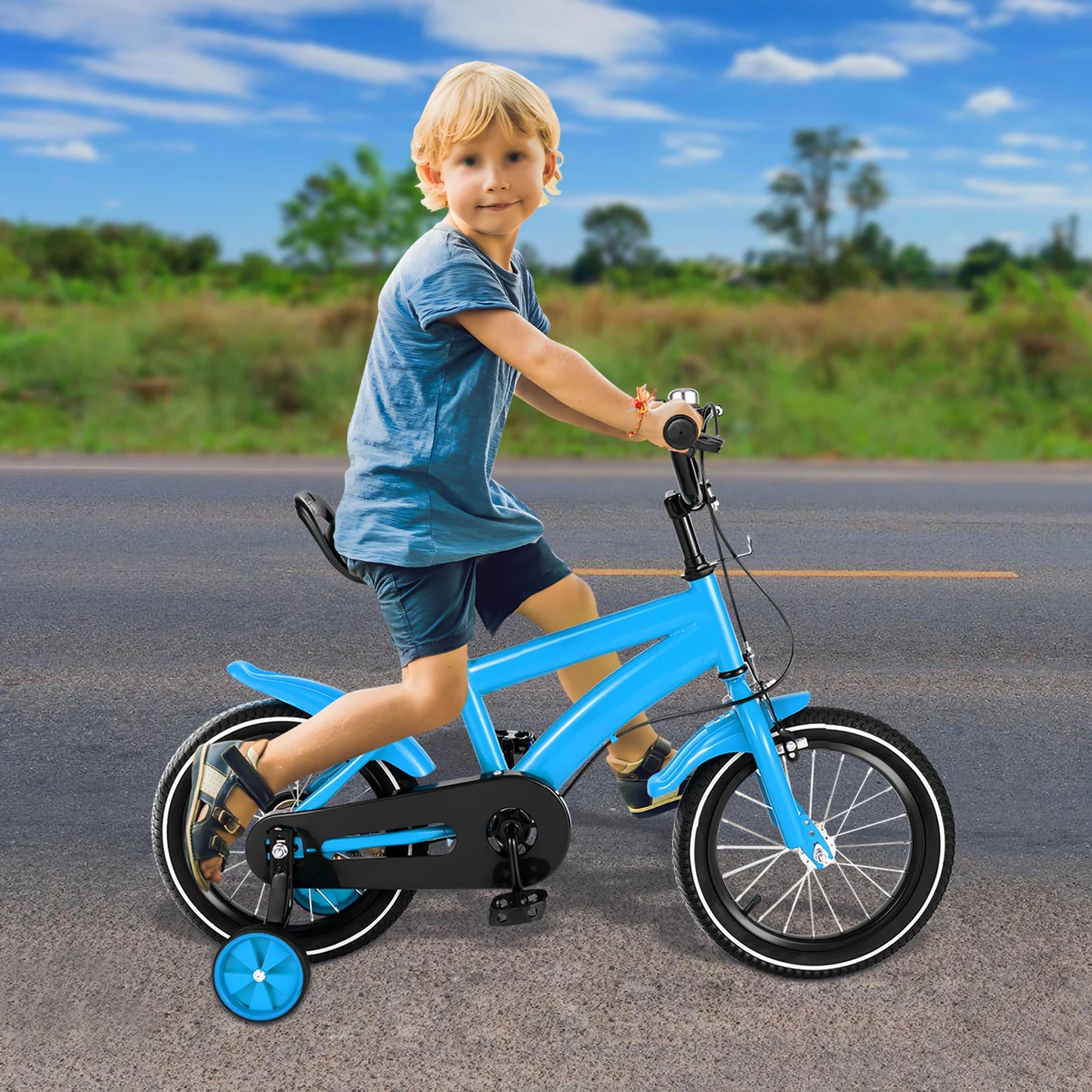 14 Inch Children's Bicycle with Training Wheels for 2–11-Year-old Boys & Girls