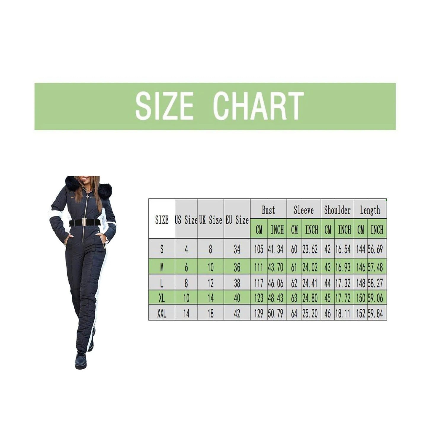 Women's Winter Outdoor Down Ski Jumpsuit with Removable Sports Zipper