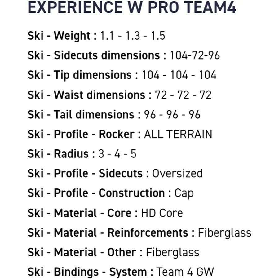 Rossignol Experience Pro Team4 Lightweight All Terrain Alpine Skis