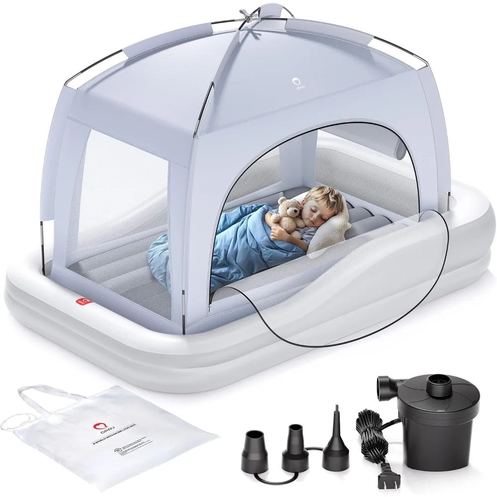 Inflatable, Portable Toddler/Kids Air Mattress Travel Bed with Safety Bumpers