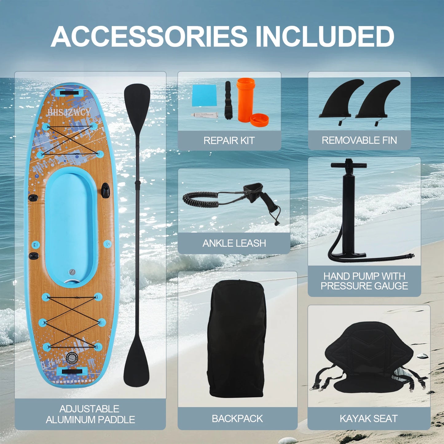 10' 8" Inflatable Stand Up Paddle Board/Kayak, 38'' Extra Wide, for Adults, with Seat