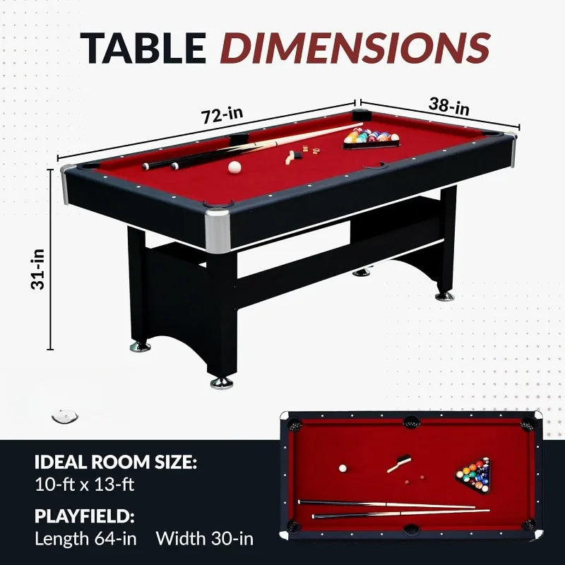 6 Ft Pool Table, with Ping Pong for Family Recreation Game Rooms