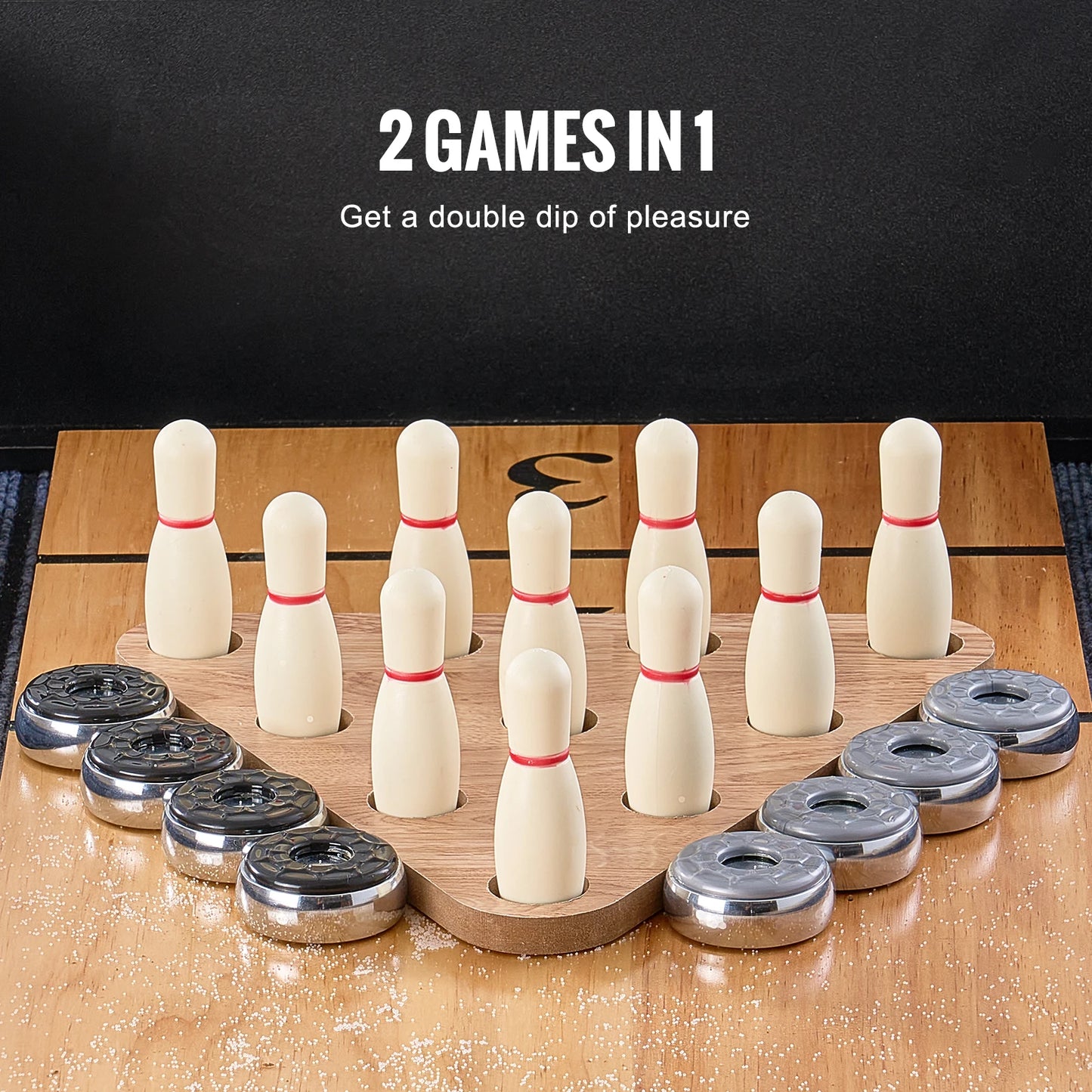 VEVOR 9ft, 2 in 1 Shuffleboard and Bowling Combo Table Game Set