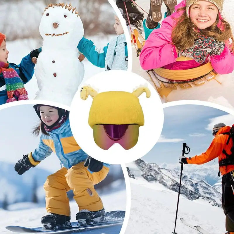 1pcs Kids Knitted Windproof Cartoon Helmet Protection Headgear Cover for Skiing & Snowboarding