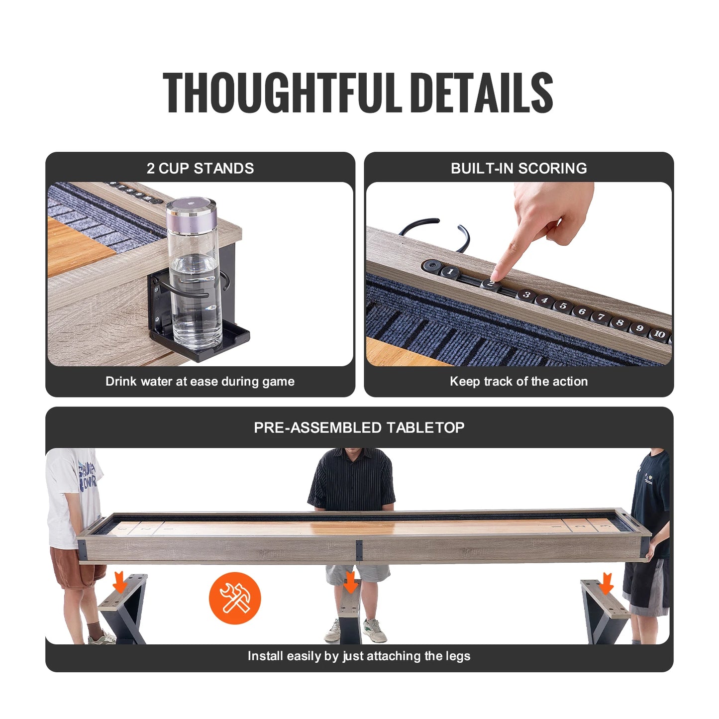SucceBuy 9 and 12 ft, 2 in 1 Shuffleboard/Bowling Combo Table Game Set
