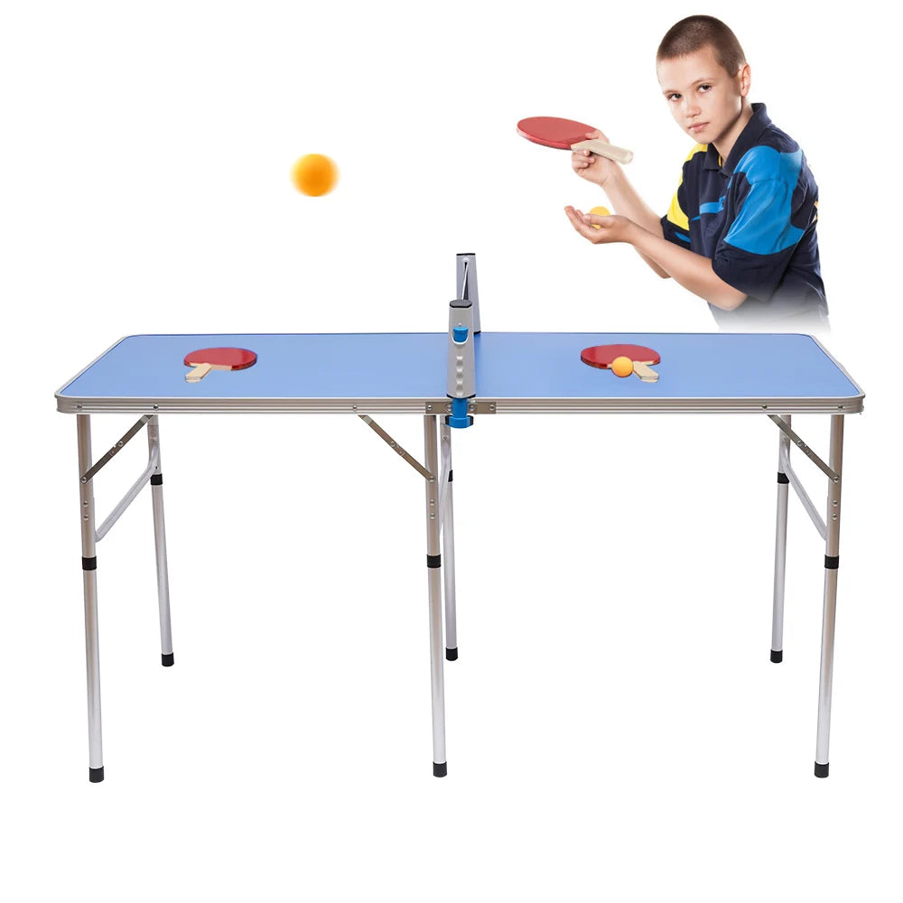 60 in Ping Pong Table with MDF and Aluminum Alloy, High Load-Bearing, Complete Set with Balls and Rackets