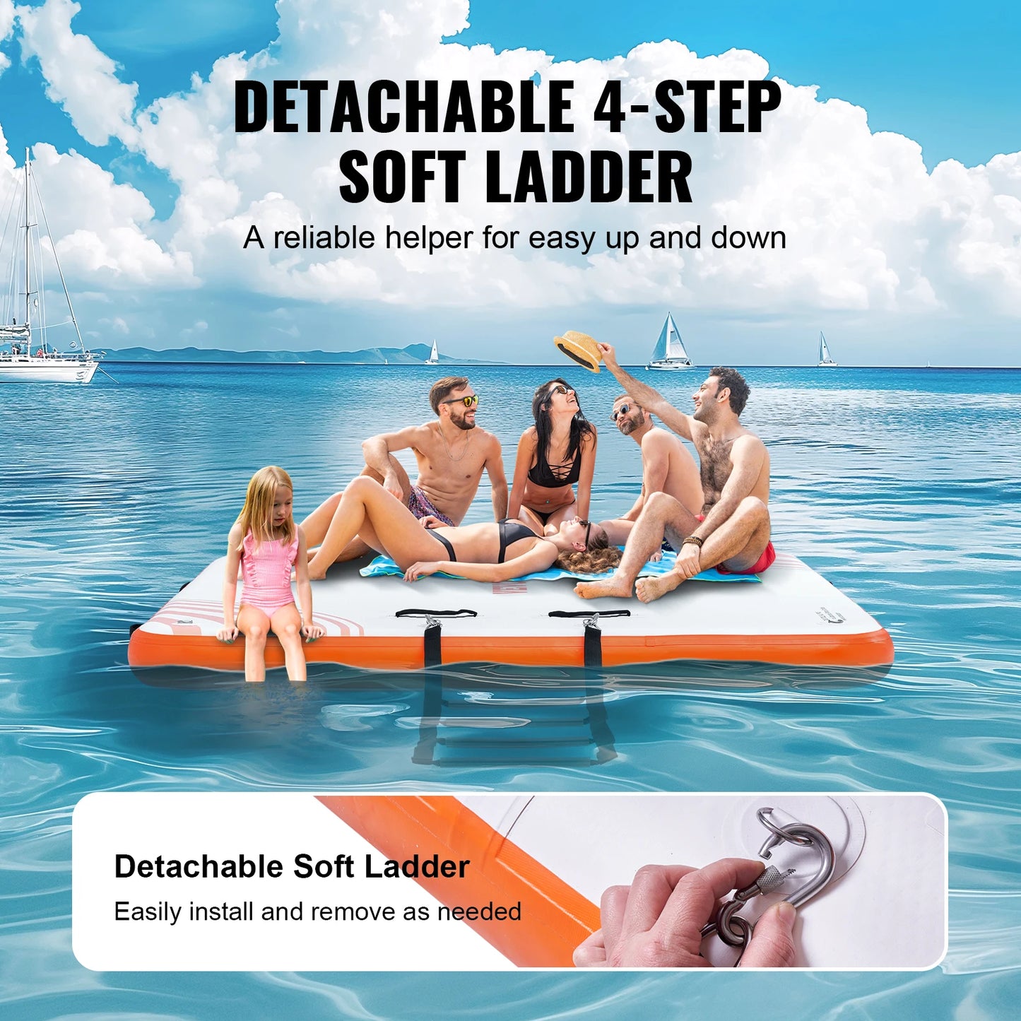 Non-Slip, Inflatable Floating Dock 10x8FT with Detachable Ladder & Portable Carrying Bag