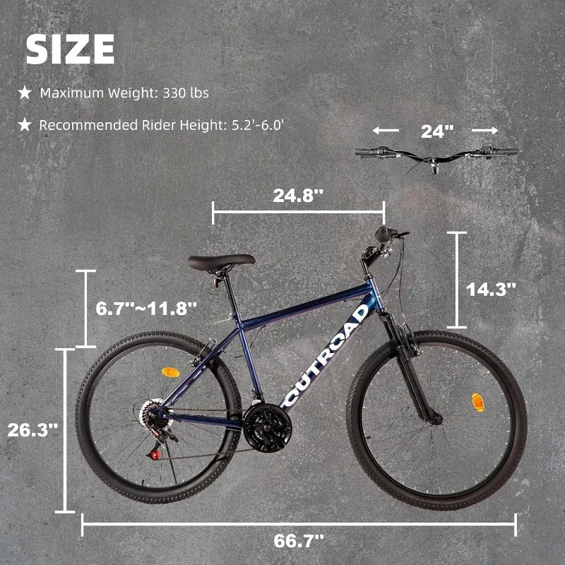Men's 26-inch 21-Speed Folding Mountain Bike with High-Aluminum/Carbon Steel Frame & Dual Disc Brakes