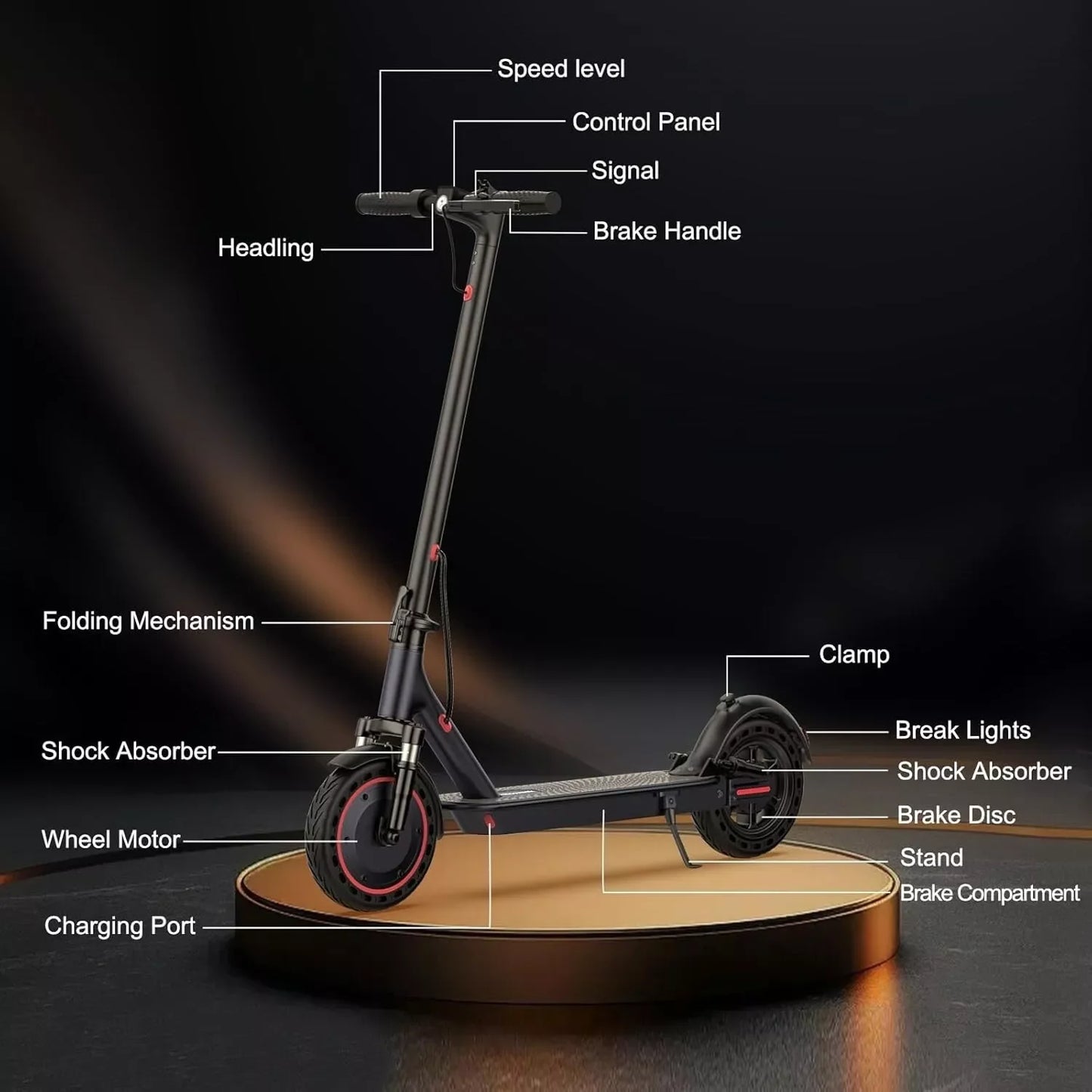 AOVOPRO TMAX 500W Adult 10inch Folding Electric Scooter with APP Smart Control & Shock-absorbing Anti-skid Device