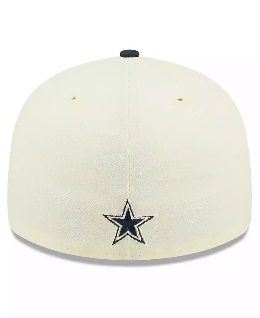 New Era |Officially Licensed Men's Cream, Navy Dallas Cowboys Sideline Low Profile 59FIFTY Fitted Hat