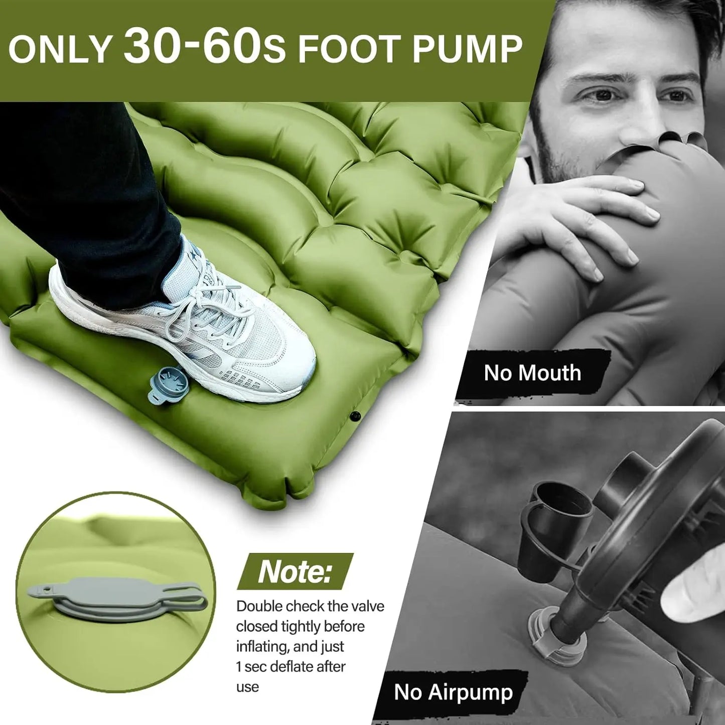Super Thick 4-inch Inflatable Camping Sleeping Mat with Built-in Pillow and Pump