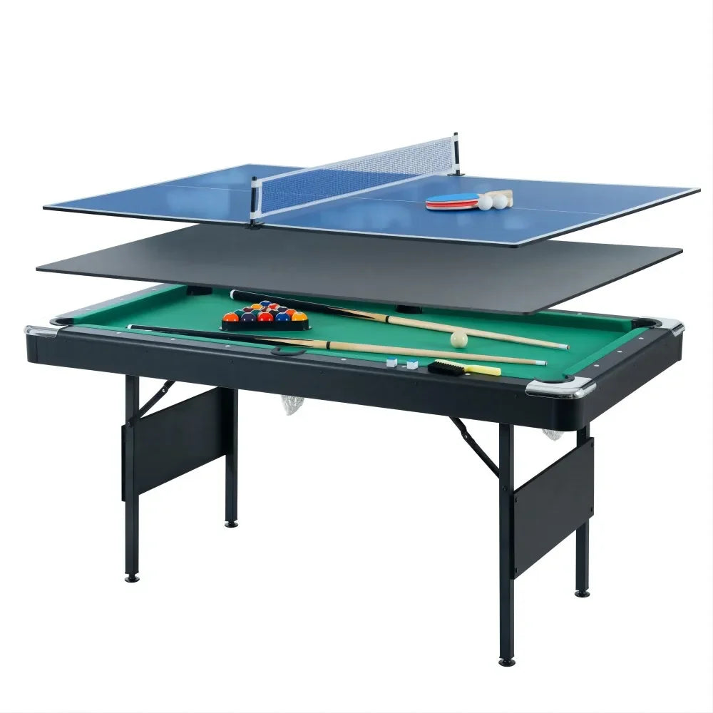 Multifunctional 3 in1 Game Table with Billiard Table, Table Tennis & Dining Table