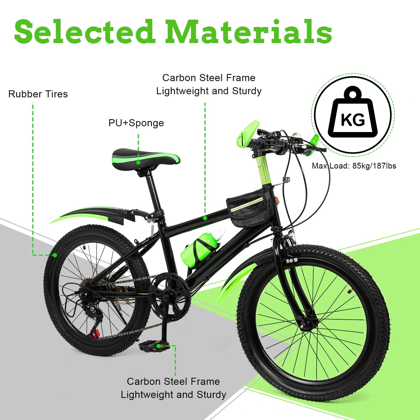 20 In Mountain Kids' Bike, 7 Speed Gears with Adjustable Seat for Boys & Girls 8-13 years