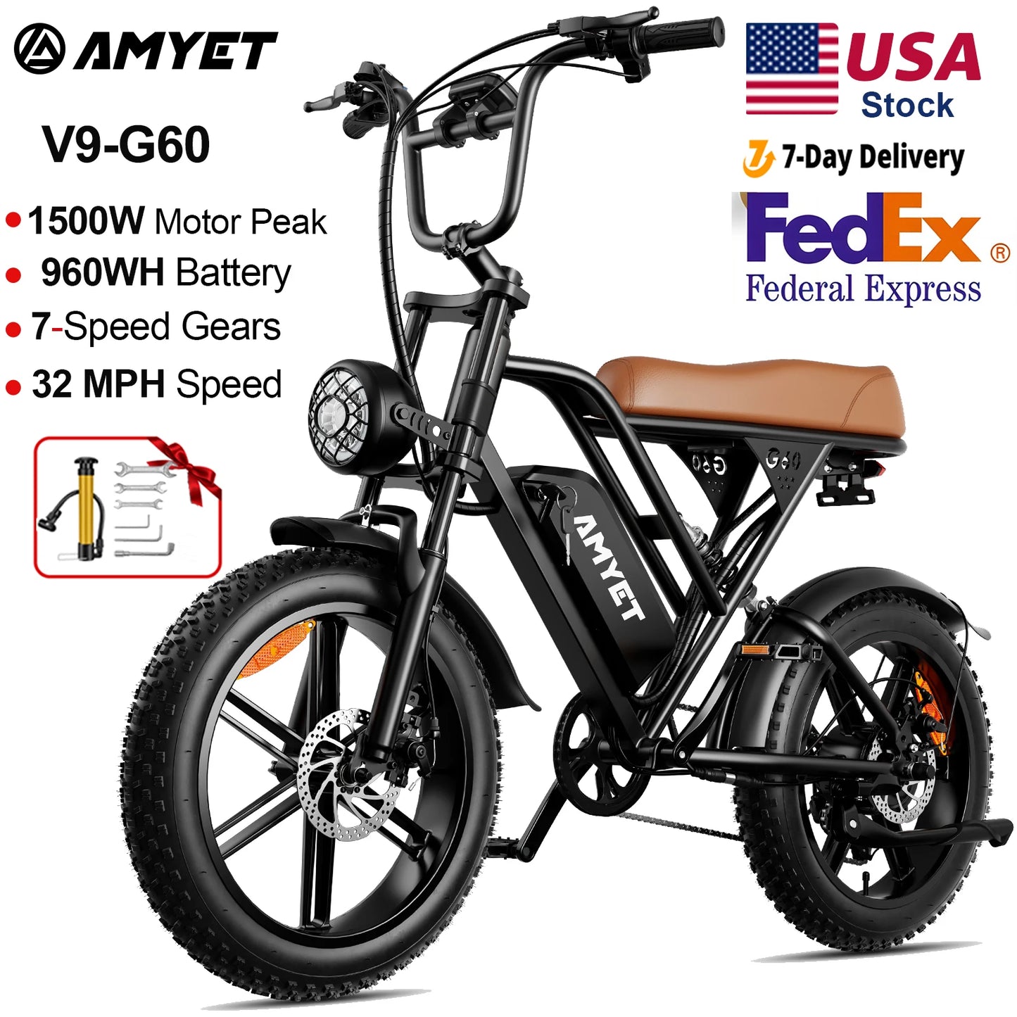 AMYET V9-G60 1000W 48V Men's Electric Mountain Bike