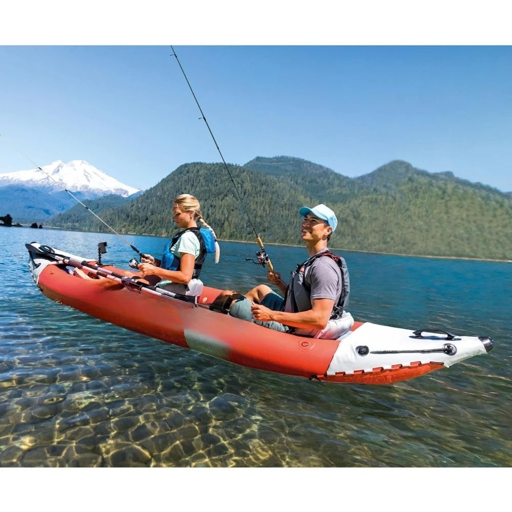 2-Person Inflatable Kayak Set: Includes Deluxe 86in Kayak Paddles & High-Output Pump–400lb Weight Capacity