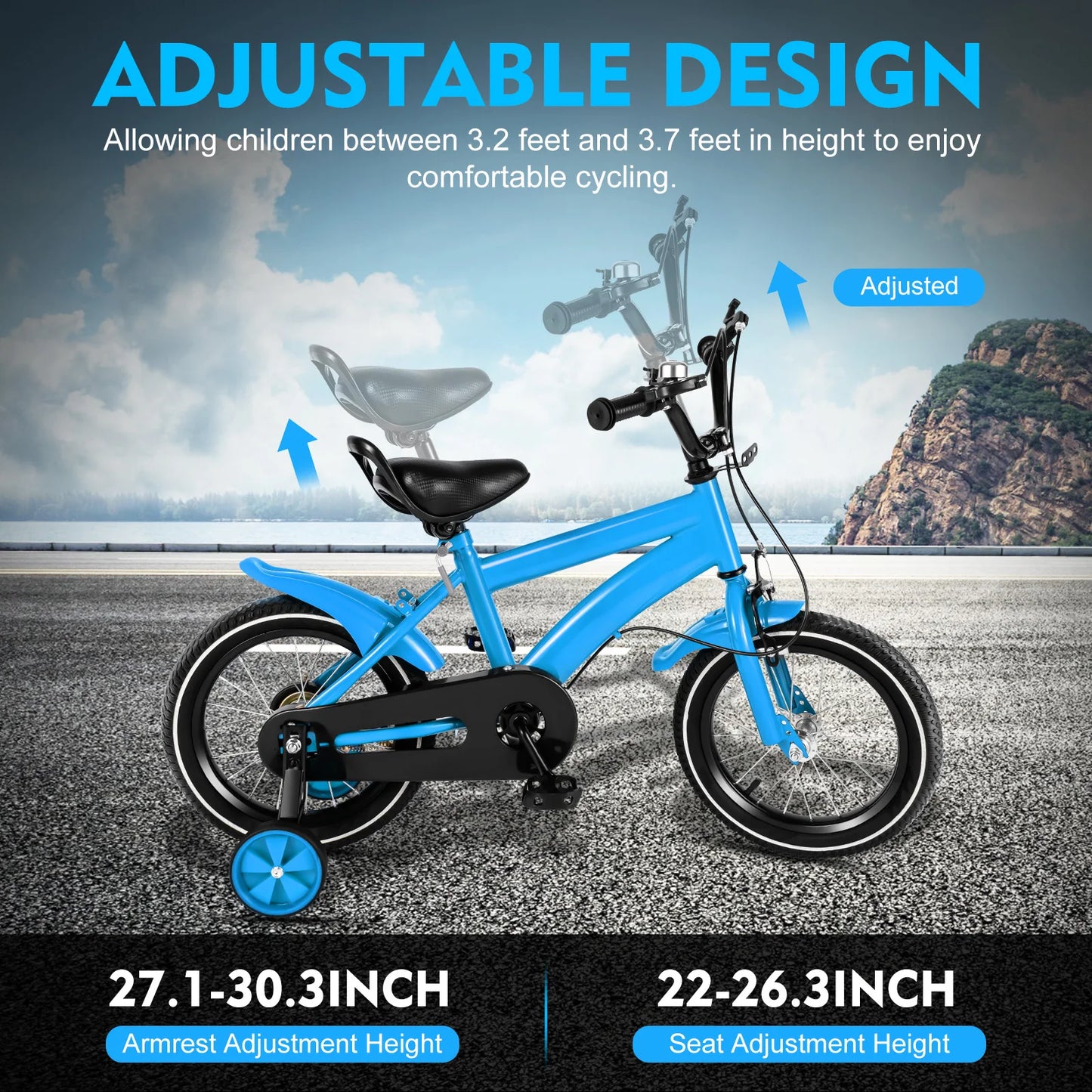 14inch Children's Bicycle with Training Wheels for 2–5-Year-Old Boys and Girls