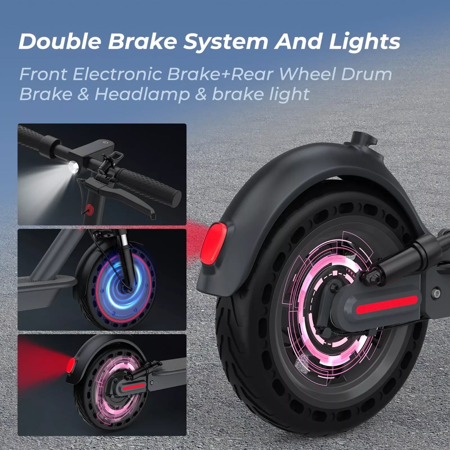 AOVOPRO TMAX 500W Adult 10inch Folding Electric Scooter with APP Smart Control & Shock-absorbing Anti-skid Device