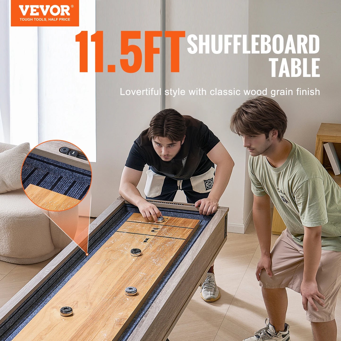 SucceBuy 9 and 12 ft, 2 in 1 Shuffleboard/Bowling Combo Table Game Set
