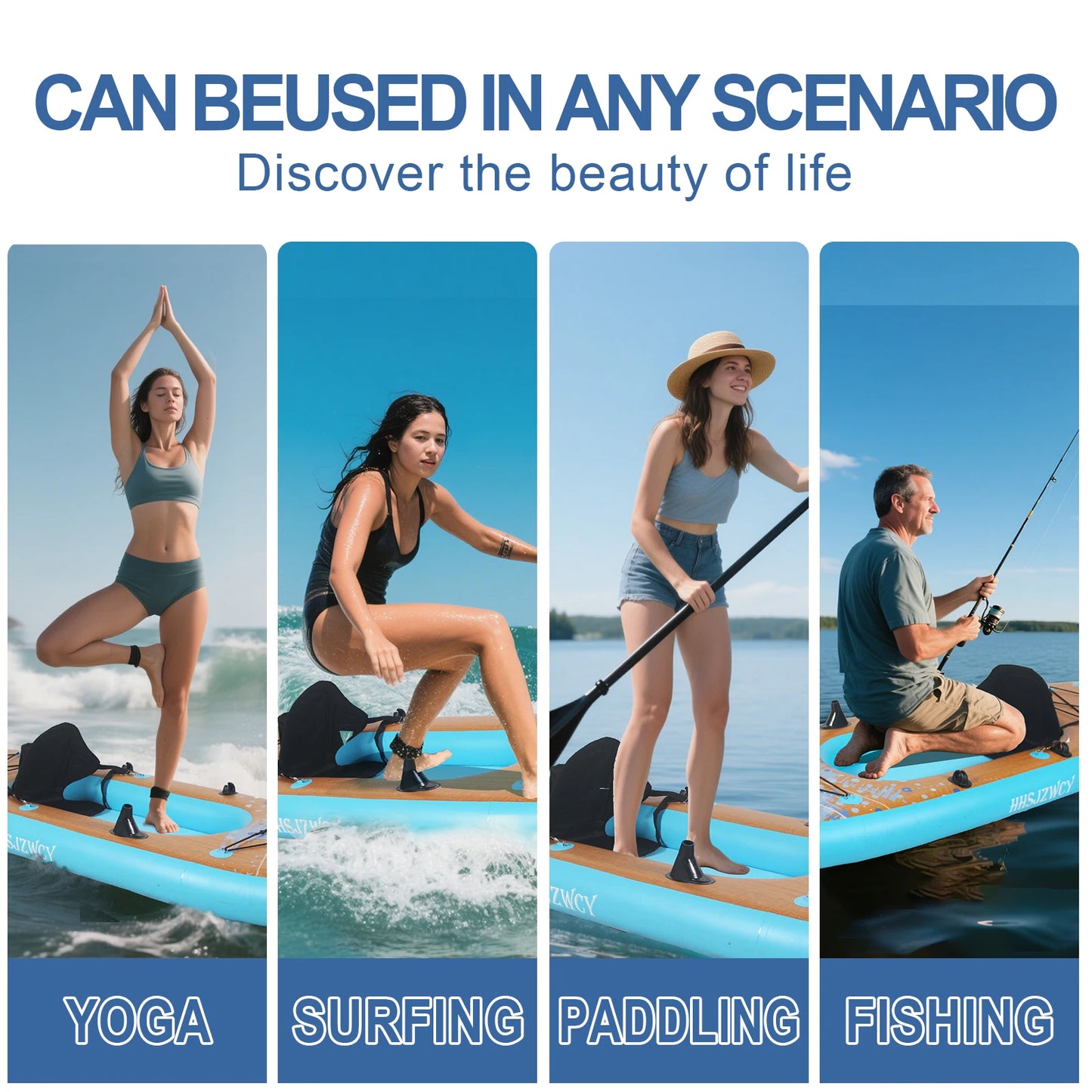 10' 8" Inflatable Stand Up Paddle Board/Kayak, 38'' Extra Wide, for Adults, with Seat
