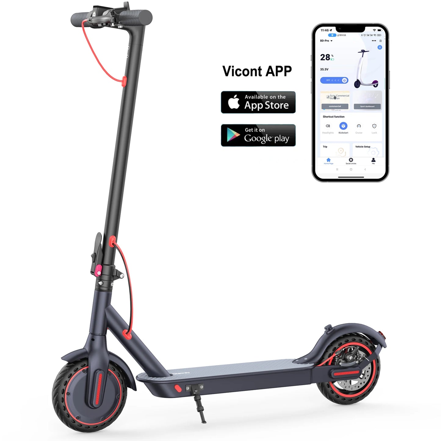LP60 350W Folding Electric Scooter with APP Smart Control & 8.5inch tire