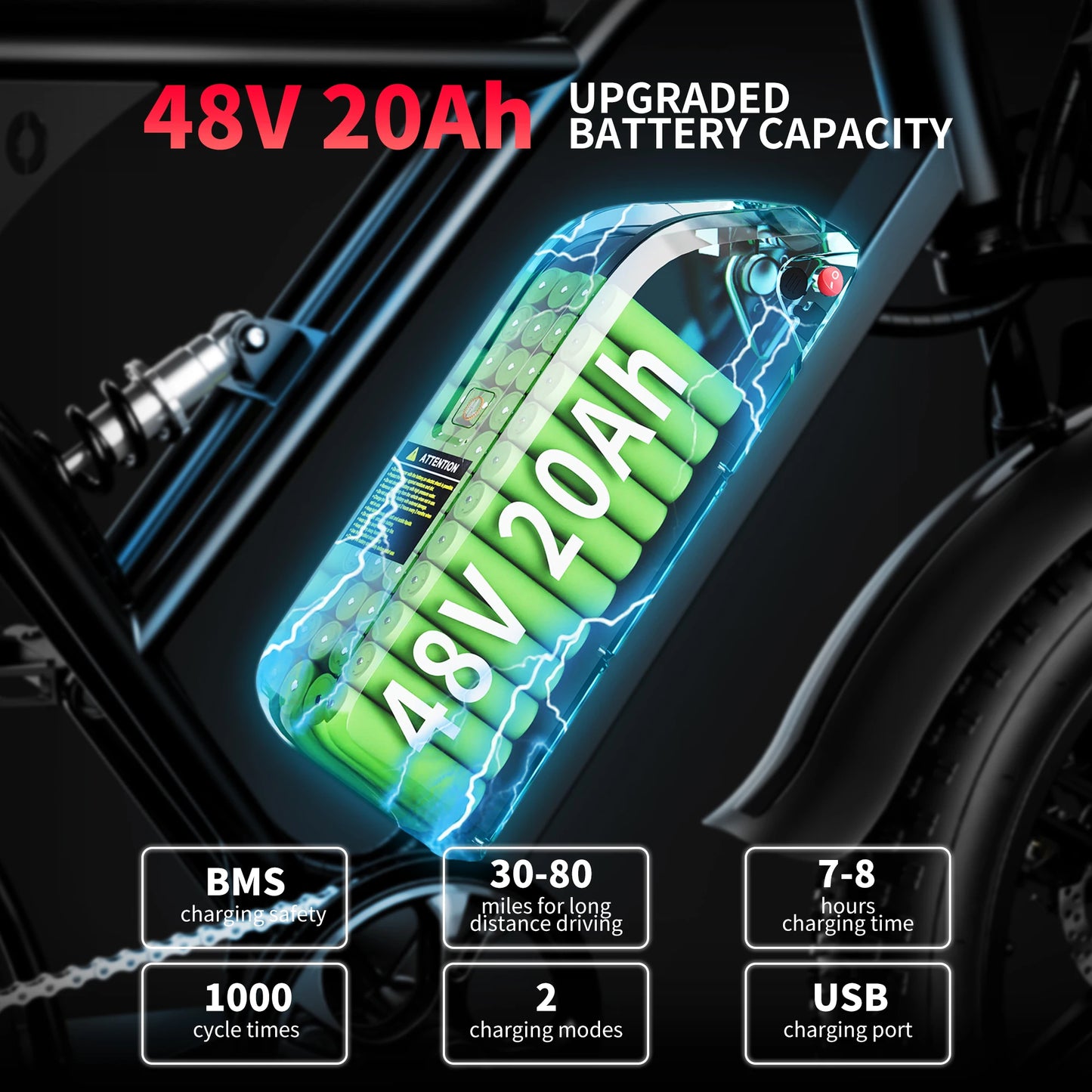 AMYET V9-G60 1000W 48V Men's Electric Mountain Bike