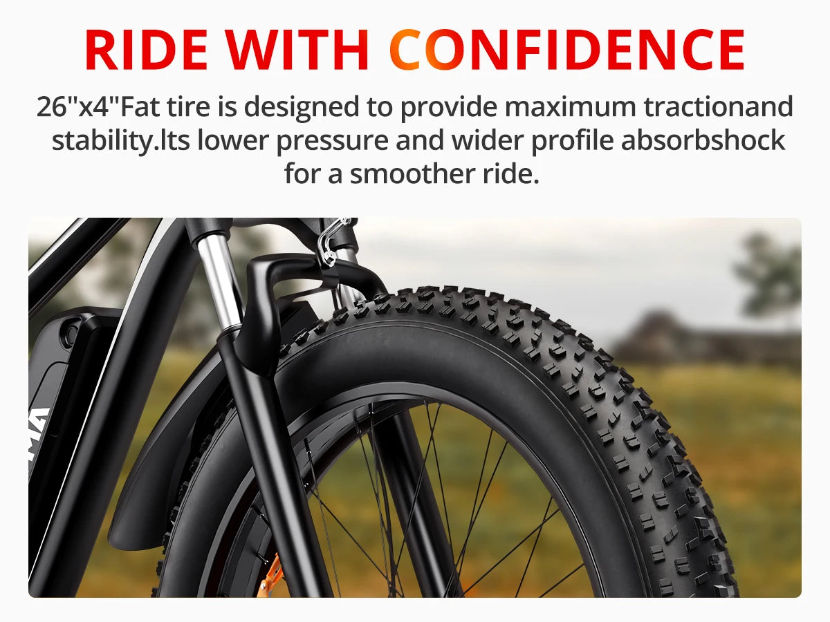 AMYET1500W 48V 26"Adult Fat Tire Mountain Electric Bike