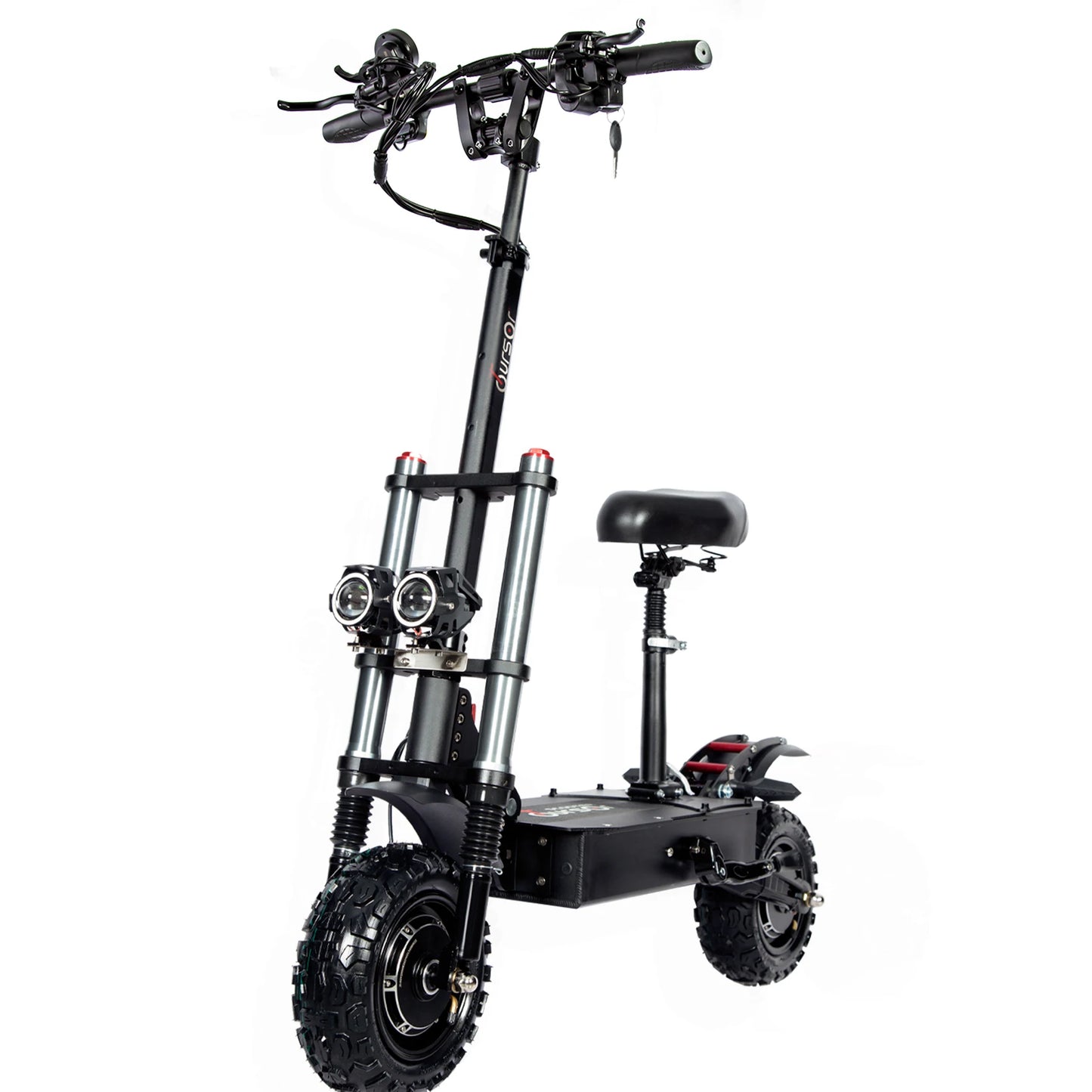 6000W 60V 50AH 11-inch Off-road Folding Electric Scooter with dual motors, removable seat & hydraulic shock absorption
