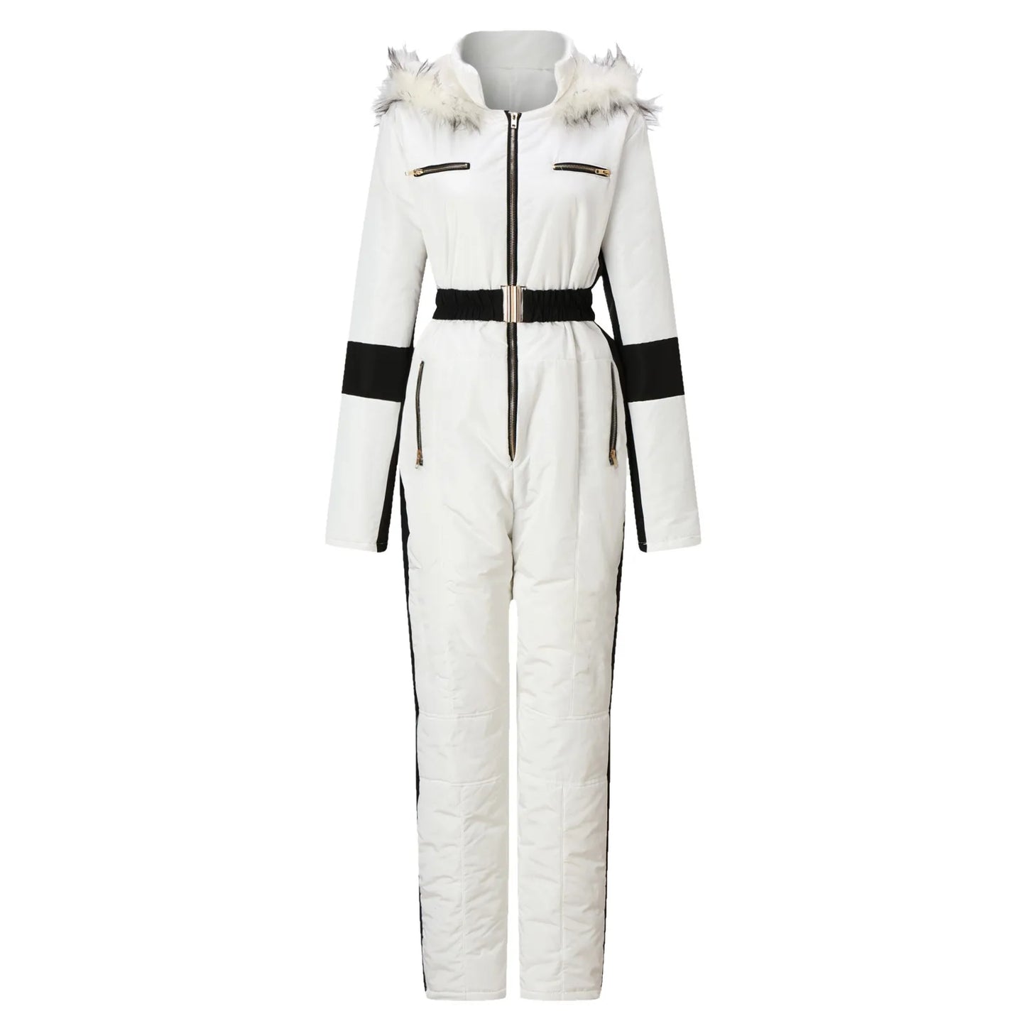 Women's Winter Outdoor Down Ski Jumpsuit with Removable Sports Zipper