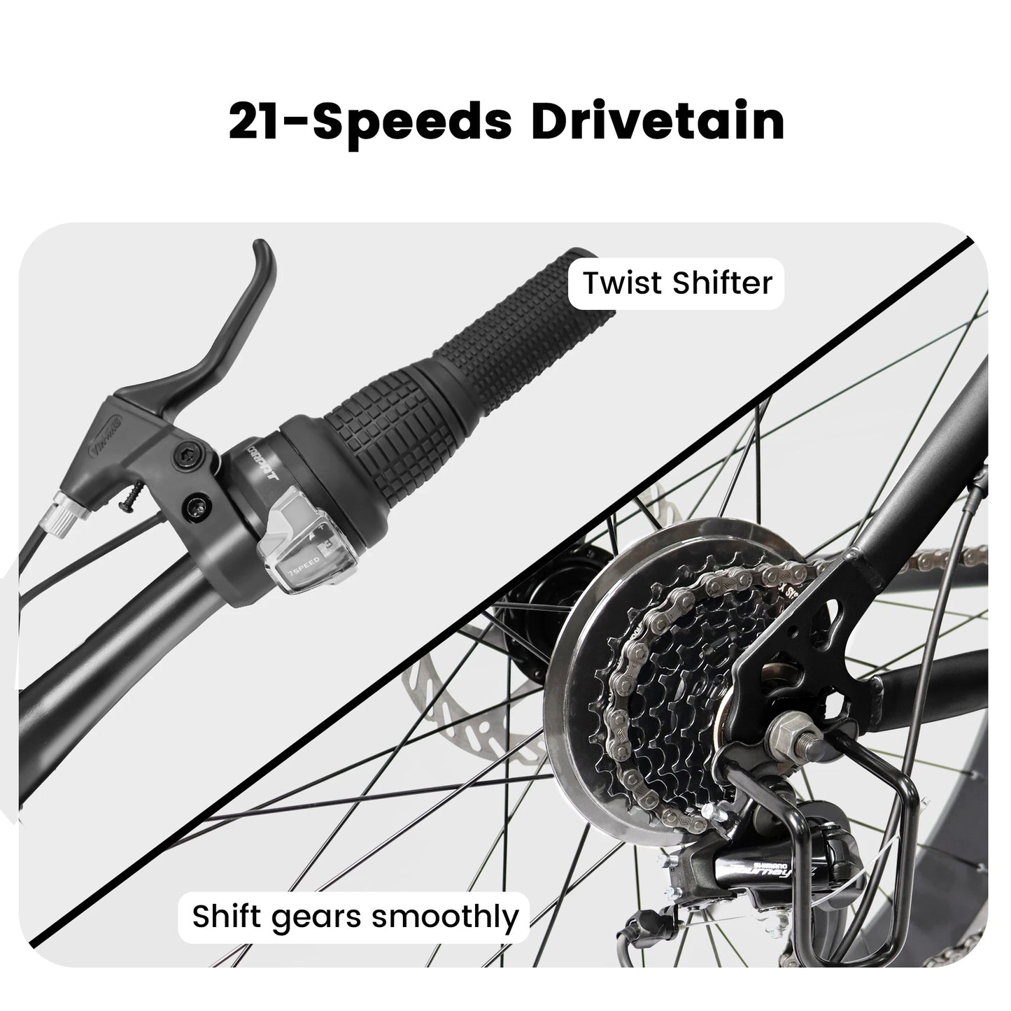 Ecarpat 26 in, 21 Speed Mountain Bike with 4-Inch-Wide Fat Tires for Men/Women