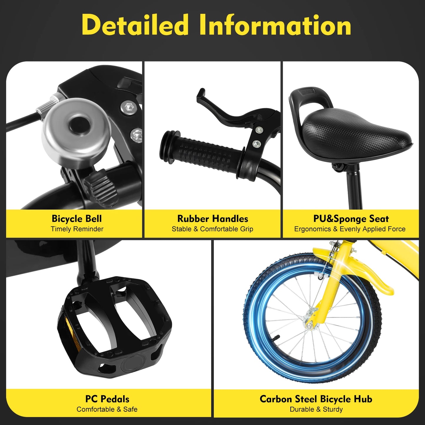 14inch Children's Bicycle with Training Wheels for 2–5-Year-Old Boys and Girls