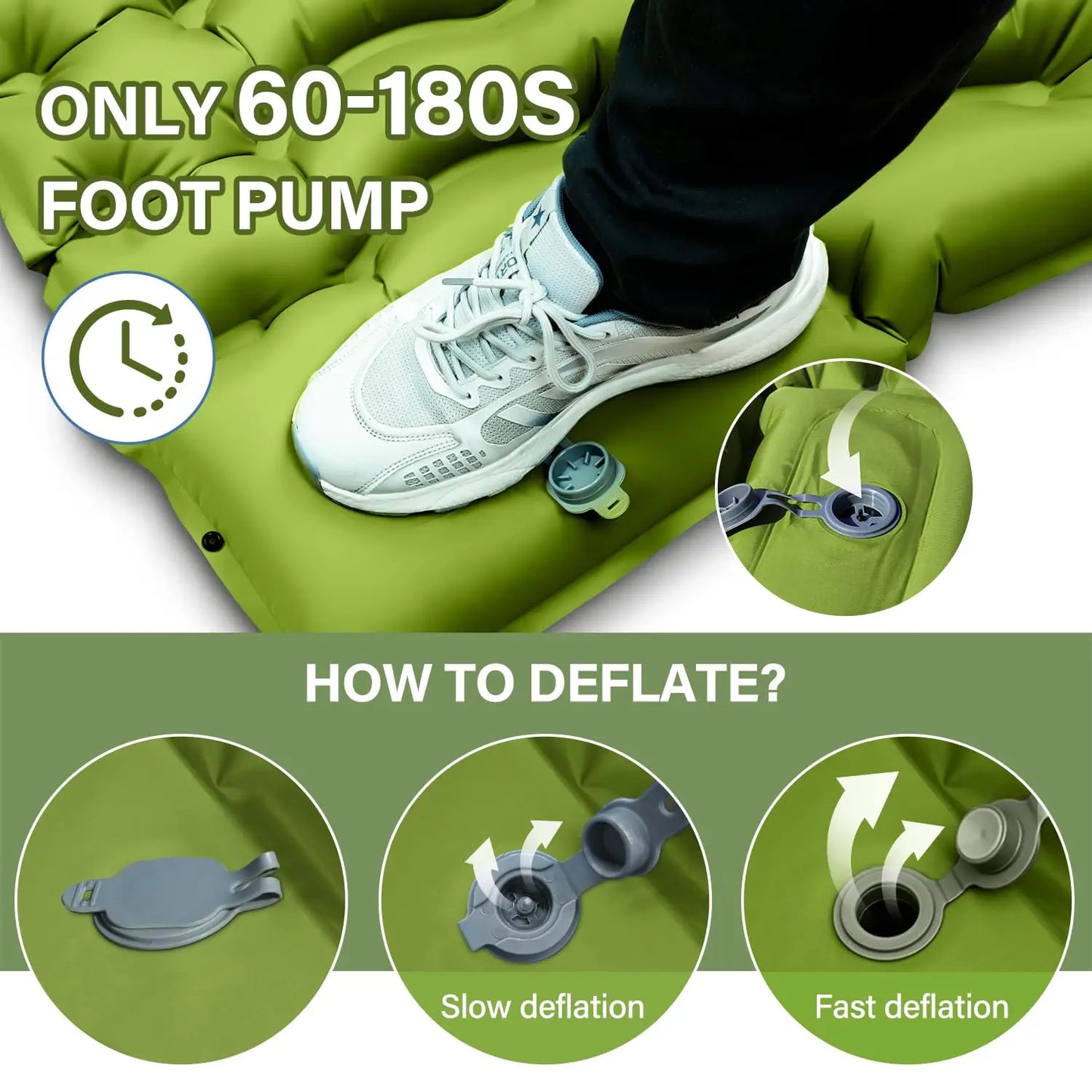WESTTUNE Double 4" Thick Inflatable Camping Mattress Pad with Pillow & Built-in Foot Pump
