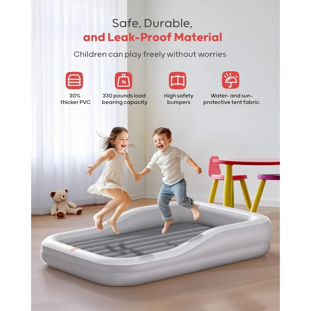 Inflatable, Portable Toddler/Kids Air Mattress Travel Bed with Safety Bumpers