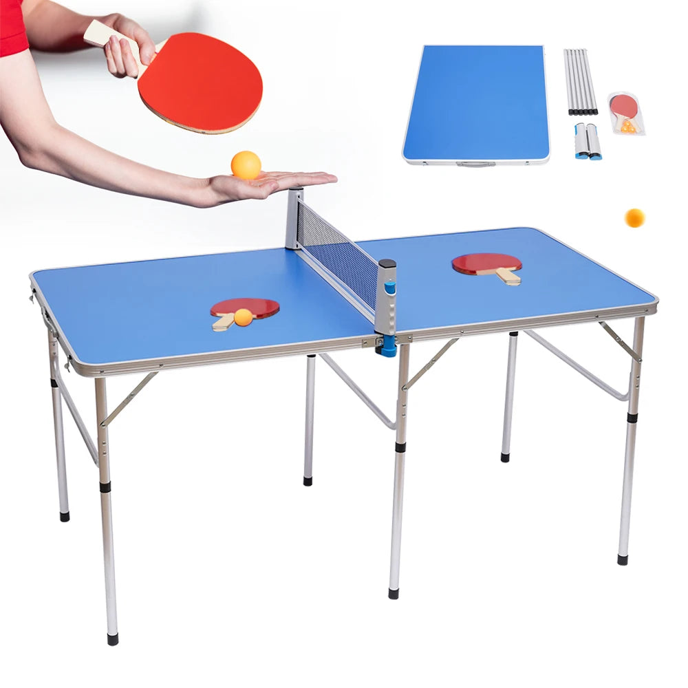 60 in Ping Pong Table with MDF and Aluminum Alloy, High Load-Bearing, Complete Set with Balls and Rackets