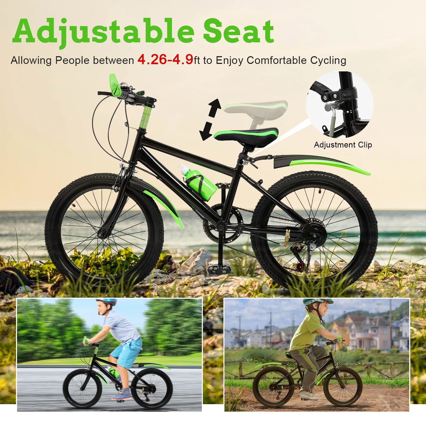 20 In Mountain Kids' Bike, 7 Speed Gears with Adjustable Seat for Boys & Girls 8-13 years