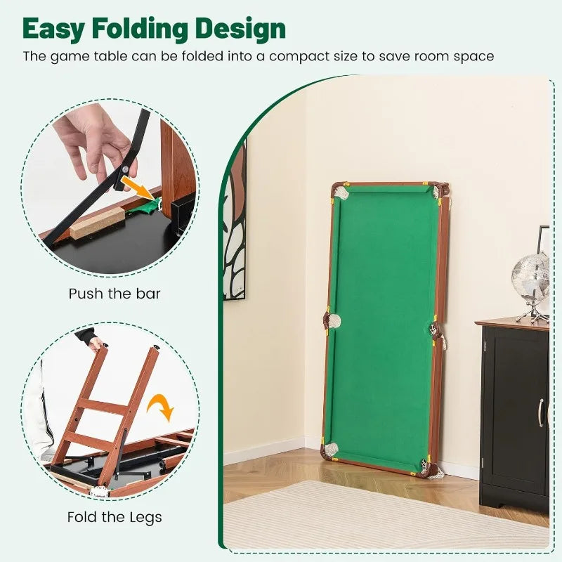 Goplus 55’’ Folding Pool Table Set includes 2 Cue Sticks, 16 Balls, 2 Chalks, Triangle & Brush