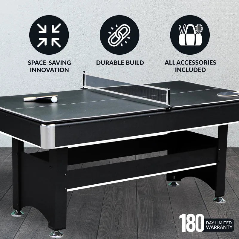 6 Ft Pool Table, with Ping Pong for Family Recreation Game Rooms