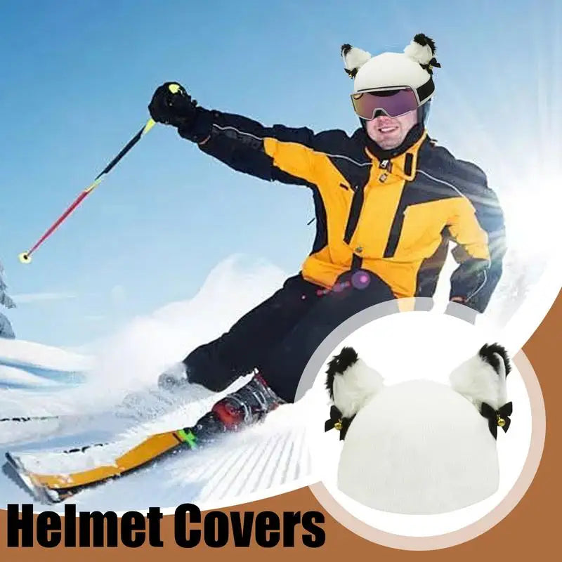 Ski Helmet Cat Ears with Bells Elastic Protective Helmet Wrap for Kids & adults